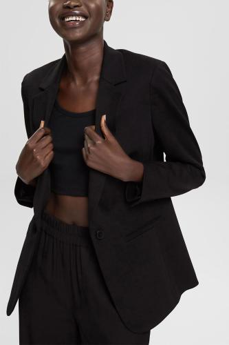 Esprit γυναικείο σακάκι μονόχρωμο με γιακά με πέτο και επένδυση με φόδρα - 992EO1G319 Μαύρο 36